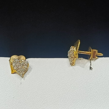 18CT Gold Double Heart Design Earring  by 