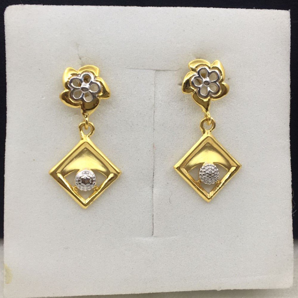 18k Yellow Gold Work Wear Unique Earrings