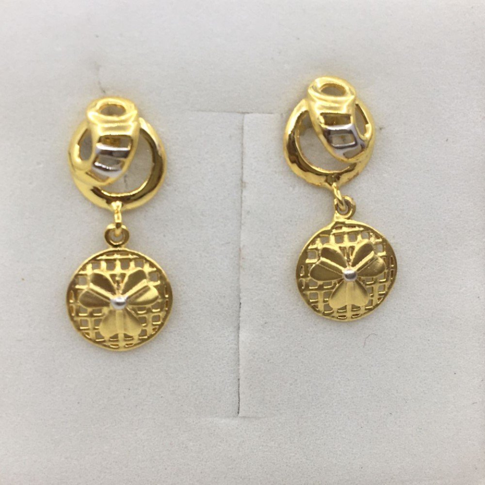 18k Yellow Gold Plain Design Earrings