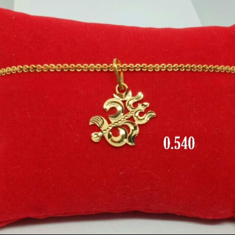 18k gold handmade fancy Om pendant djp07